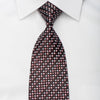 Smalto Rhinestone Silk Necktie Pink Dots & Silver Squares On