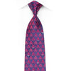 Solus Mens Crystal Silk Necktie Pink Anthemion On Blue With 