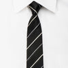 STCO Men’s Skinny Silk Tie Silver Striped On Black - 1