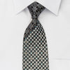 Steve Rino Silk Rhinestone Necktie Silver Geometric On Black