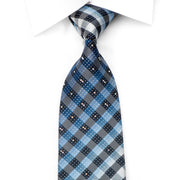 Style Members Men’s Silk Rhinestone Tie Blue Plaids With 