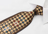 Taiyo Gold Mens Silk Rhinestone Tie Gold Checker Design On 
