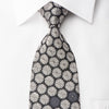 Taiyo Gold Rhinestone Silk Necktie Silver Floral On Black 