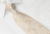Taiyo Men’s Silk Neck Tie Scrolls On Cream With White 