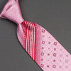 Taiyo Silk Neck Tie Red Stripes In Pink With Lattice Pattern