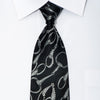 Tandy Men’s Silk Tie Silver Stirrups On Black Sparkling With
