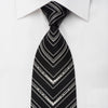 Tino Cosma Men’s Rhinestone Silk Necktie Silver V-Striped On