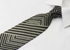 Tino Cosma Rhinestone Tie Silver Chevron V Stripes On Black 