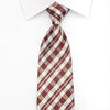 TLS Mens Crystal Rhinestone Necktie Burgundy Ivory Plaids 