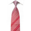 TLS Men’s Rhinestone Silk Necktie Silver Red Striped On 