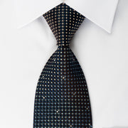 Town Gent Silk Rhinestone Necktie Dots On Blue With Sparkles