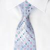 TSL Rhinestone Silk Tie Pink Checker On Blue With Silver 