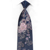 Ungaro Rhinestone Neckties Pink Floral On Navy - 1