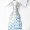 Vacci Silk Rhinestone Necktie Blue White Checker With Silver