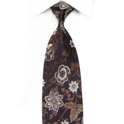 Verri Men’s Crystal Silk Necktie Floral On Brown Sparkling 