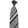 Vito Rufolo Men’s Crystal Silk Necktie Silver Striped & 