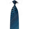 Yezak Men’s Crystal Silk Necktie Blue Checkered With Silver 