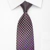 Yezak Mens Silk Necktie Checkered On Purple Sparkling With 