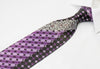 Yezak Silk Neck Tie Purple Geometric Dots On Black With 