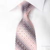 Yezak Silk Rhinestone Necktie Silver Pink Checkered With 